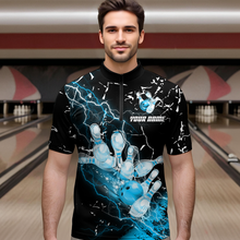 Load image into Gallery viewer, Custom Teal Lightning Bowling Shirts for Men Women Team Bowling Polo &amp; 1/4 Zip MBL80