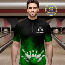 Load image into Gallery viewer, Green Smoke Bowling Shirts for Men Women Team Personalized Bowling Polo and Quarter Zip MBL130