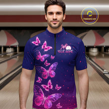 Load image into Gallery viewer, Purple Butterflies Bowling Shirts for Women Men Team Custom Bowling Jerseys MBL135