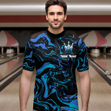 Load image into Gallery viewer, Teal Bowling Custom Men Bowling Shirt Polo &amp; Quarter-Zip Bowling Team Jerseys HNT48