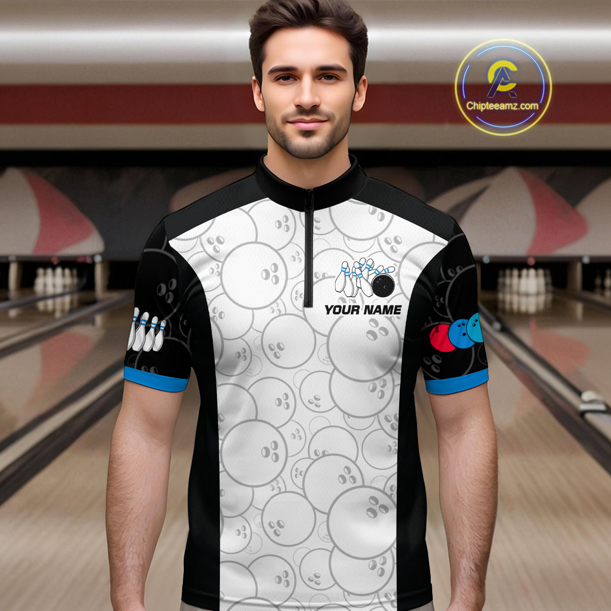 Custom Blue Dragon Bowling Shirts for Men Women Team Bowling Polo & Quarter Zip MBL86