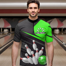 Load image into Gallery viewer, Green Bowling Shirt for Men&amp;Women Team Bowling Jersey Colorful Bowling Polo &amp; 1/4 Zip MBL49