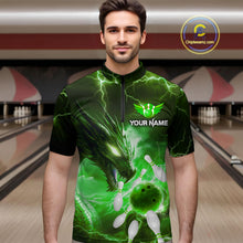 Load image into Gallery viewer, Custom Dragon Bowling Shirt Green Thunder Bowling Jersey for Men Women Team MBL82