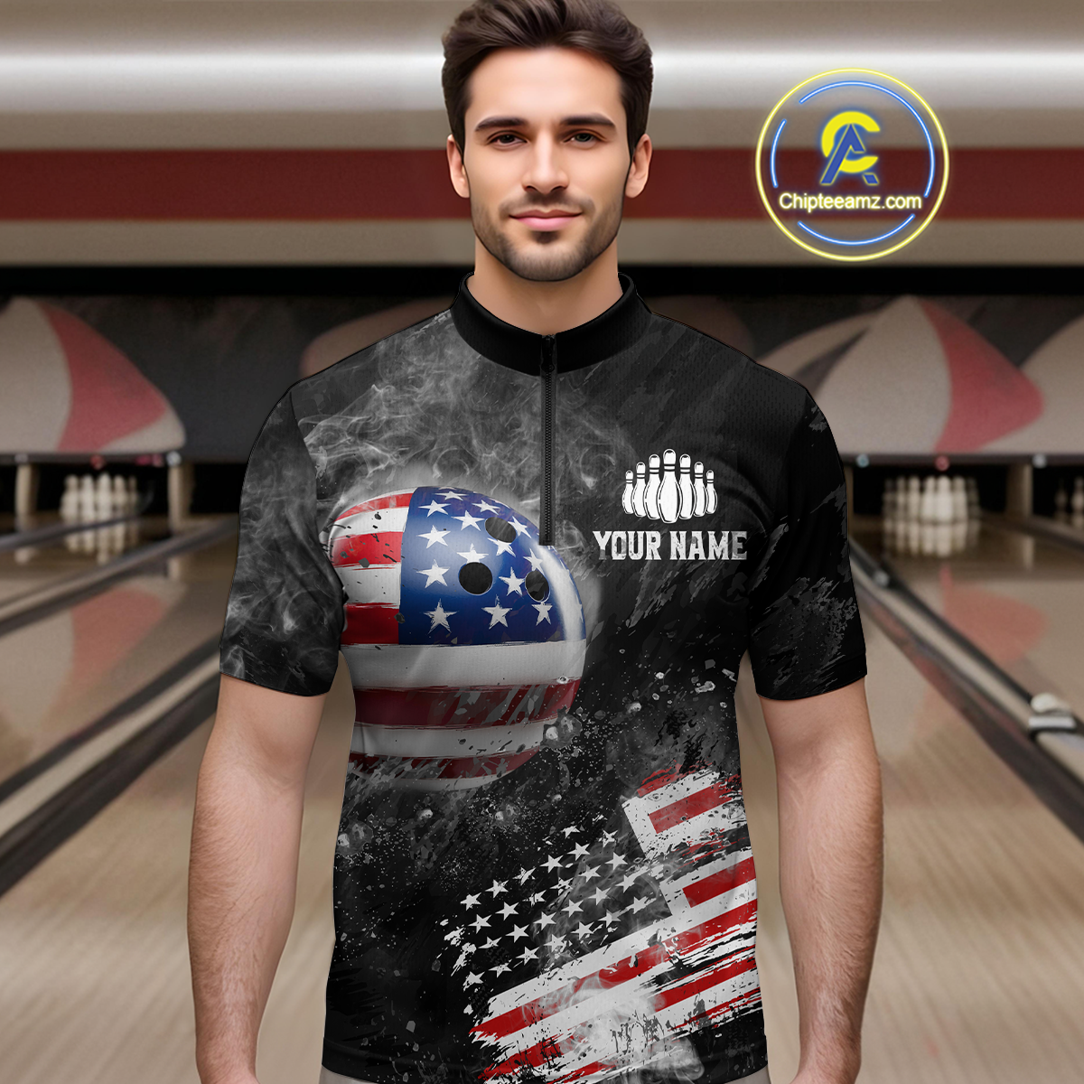 Custom American Flag Bowling Shirts Men Women Team Patriotic Bowling Jersey MBL84