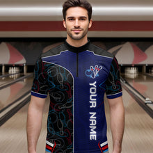 Load image into Gallery viewer, Bowling Jersey for Men Personalized Bowling Gifts for Men Bowling Team Shirts with Name Polo &amp; 1/4 Zip HNT29