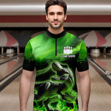 Load image into Gallery viewer, Personalized Green Dinosaur Bowling Shirt Bowling Quarter-Zip Team League for Men Women QZT666
