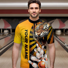 Load image into Gallery viewer, Yellow Tiger Bowling Custom Men Bowling Polo &amp; Quarter-Zip Bowling Team Jerseys HNT44