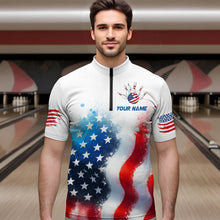 Load image into Gallery viewer, American Flag Bowling Shirts Custom Bowling Shirt for Women Men Patriotic Bowling Polo MBL04