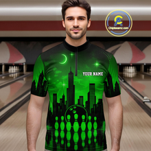 Load image into Gallery viewer, Green Bowling Custom Men Bowling Shirt Polo &amp; Quarter-Zip Bowling Team Jerseys HNT66