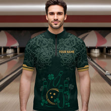 Load image into Gallery viewer, Custom Name St Patrick&#39;s Day US Flag Bowling Shirt Men Team Polo &amp; 1/4 Zip Shirts Bowling Team HNT14