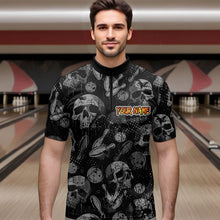 Load image into Gallery viewer, Men Skull Custom Bowling Team Shirts Unisex Bowling Men Short Sleeve Polo &amp; Quarter-Zip HNT42