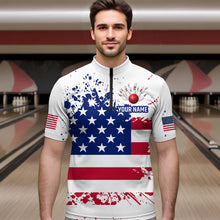 Load image into Gallery viewer, Patriotic Bowling Shirt Custom American Flag Bowling Shirts for Women Men Polo&amp;1/4 Zip MBL07