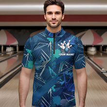 Load image into Gallery viewer, Blue Bowling Shirt Custom Bowling Jersey for Men &amp; Women Flame Bowling Shirt for Bowlers MBL55