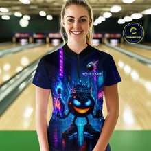 Load image into Gallery viewer, Custom Neon Lightning Bowling Shirt Funny Women Bowling Team Jersey Polo &amp; 1/4-Zip Bowling Outfit QZT740