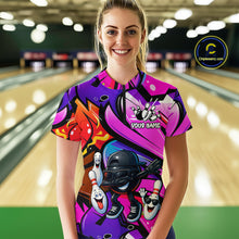 Load image into Gallery viewer, Custom Funny Bowling Jersey for Women Bowling Uniform Bowling Team Shirts Polo &amp; 1/4 Zip HNT130