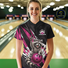 Load image into Gallery viewer, Custom Pink Raccoon Bowling Jersey for Women Bowling Team Shirts Bowling Polo &amp; 1/4 Zip HNT254