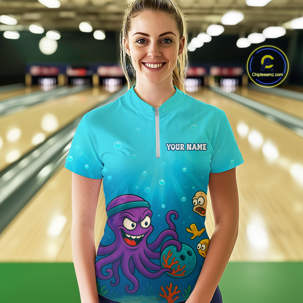 Custom Octopus Bowling Shirt for Team Bowling Jersey for Women Bowling Accessories QZT769