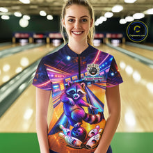 Load image into Gallery viewer, Funny Raccoon Bowling for Women Custom Bowling League Jersey Polo &amp; 1/4-Zip Bowling Outfit QZT903