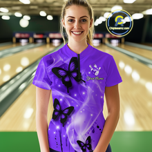 Load image into Gallery viewer, Custom Purple Butterflies Bowling Shirts for Men Women Team MBL120
