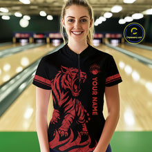 Load image into Gallery viewer, Red Tiger Bowling Shirts for Team Men Women Custom Bowling Jersey Polo &amp; Quarter Zip Shirt MBL188