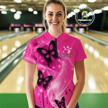 Load image into Gallery viewer, Custom Pink Butterflies Bowling Shirts for Men Women Team MBL120
