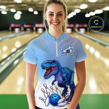 Load image into Gallery viewer, Blue Dinosaur Bowling Shirts for Men Women Custom Team Bowling Jerseys Polo and Zip Shirt MBL162