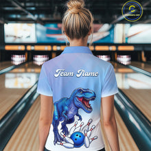 Load image into Gallery viewer, Blue Dinosaur Bowling Shirts for Men Women Custom Team Bowling Jerseys Polo and Zip Shirt MBL162