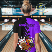 Load image into Gallery viewer, Purple Turkey Bowling Shirts for Women Men Team Custom Bowling Jerseys Thanksgiving MBL180