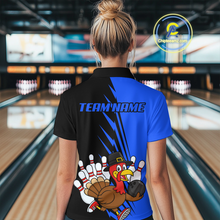 Load image into Gallery viewer, Blue Turkey Bowling Shirts for Women Men Team Custom Bowling Jerseys Thanksgiving MBL180