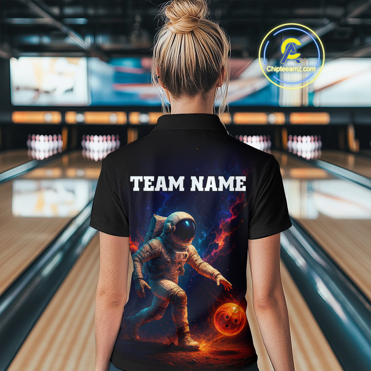Custom Astronaut Bowling Shirts for Women Men Team Galaxy Bowling Polo and 1/4 Zip MBL170