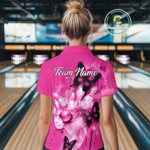 Load image into Gallery viewer, Custom Pink Butterflies Bowling Shirts for Men Women Team MBL120
