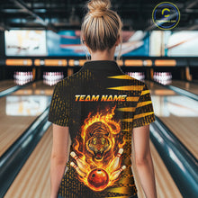 Load image into Gallery viewer, Custom Flame Tiger Bowling Team Jersey Bowling Shirt for Women Bowling League Polo &amp; 1/4 Zip HNT201