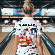 Load image into Gallery viewer, US Flag Bowling Shirt for Women 3D Custom Bowling Jersey Shirts Team Polo &amp; Quarter-Zip HNT19