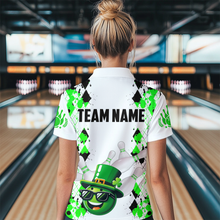 Load image into Gallery viewer, Custom Green Funny Bowling Shirt St Patrick Day Bowling 1/4-Zip Team Jersey Unisex QZT620