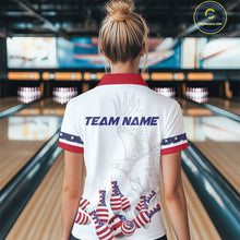 Load image into Gallery viewer, Custom Eagle US Flag Bowling Women Bowling Shirt Polo &amp; Quarter-Zip Bowling Team Jerseys HNT76