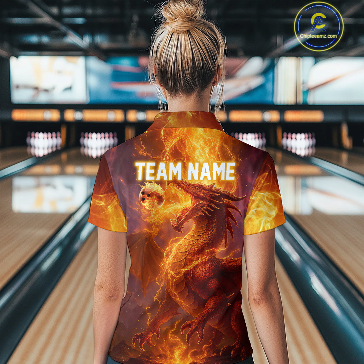 Custom Dragon Bowling Shirt for Men Women Bowling Jersey Flaming Bowling Shirt MBL94