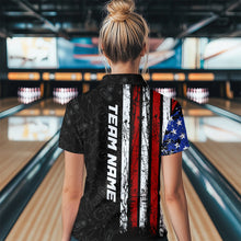 Load image into Gallery viewer, American Flag Bowling Custom Women Bowling Shirt Polo &amp; Quarter-Zip Bowling Team Jerseys HNT52
