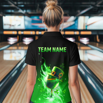 Custom Bowling Shirt Unisex Green Shamrock Lucky Clover Quarter-Zip Bowling Jersey QZT624