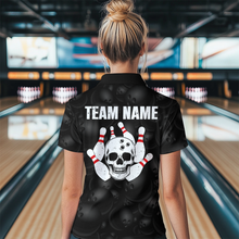 Load image into Gallery viewer, Skull US Flag Bowling Shirt for Women Personalized Patriotic Bowling Team Jersey Shirts Polo &amp; Quarter-Zip HNT31