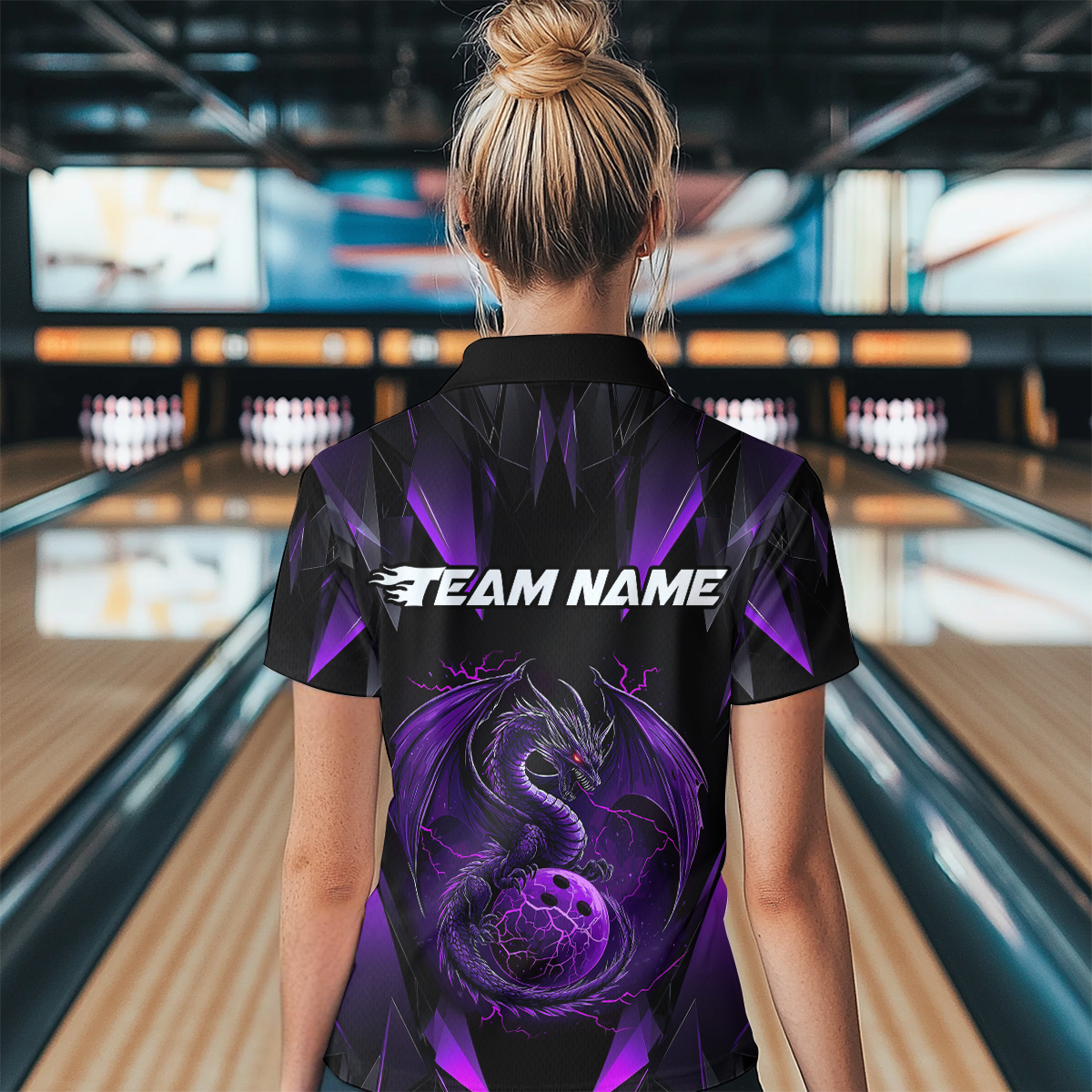 Purple Dragon Personalized Bowling Shirts For Women, Bowling Team Shirt Polo & Quarter-Zip HNT40