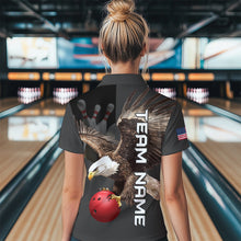 Load image into Gallery viewer, Personalized US Flag Eagle Bowling Shirt Bowling Jersey for Women Polo &amp; 1/4 Zip Shirt Team League HNT24