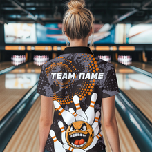 Load image into Gallery viewer, Orange Camo Bowling Shirt Funny Bowling Team Jersey for Women Quarter-Zip Bowling Shirt QZT255