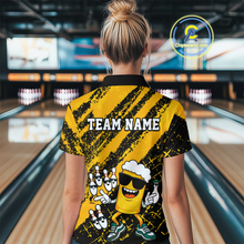 Load image into Gallery viewer, Custom Funny Beer Bowling Shirt Team Bowling League Jersey for Women Polo &amp; 1/4-Zip QZT759