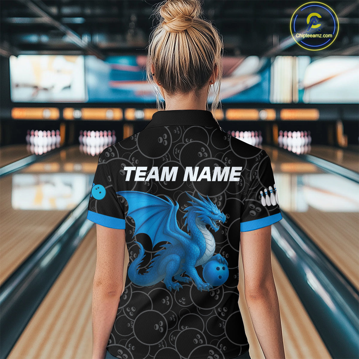 Custom Blue Dragon Bowling Shirts for Men Women Team Bowling Polo & Quarter Zip MBL86