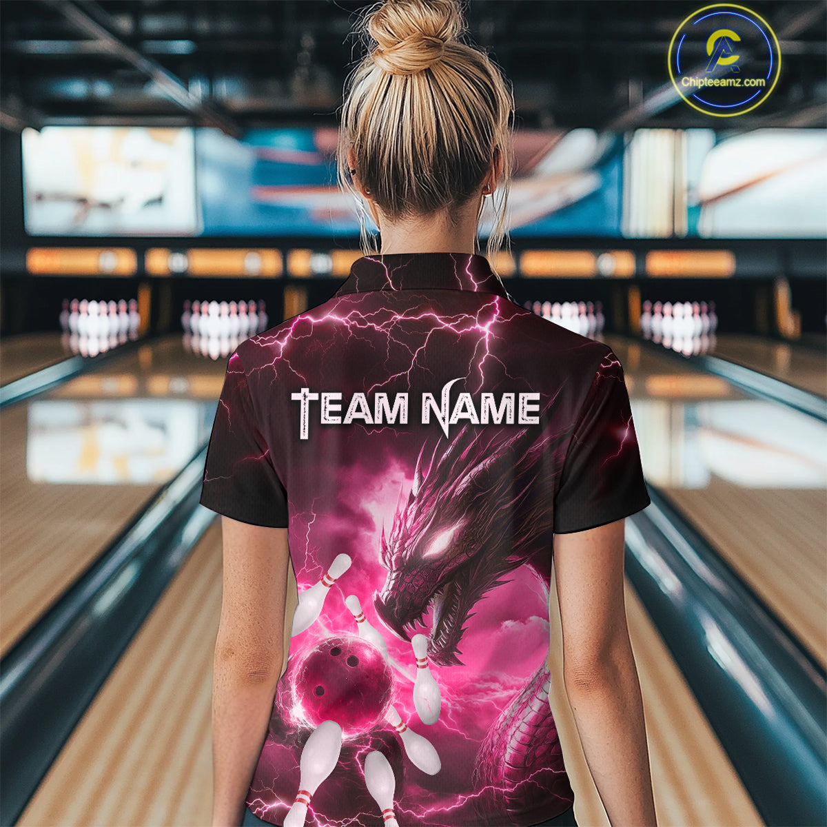 Custom Dragon Bowling Shirt Pink Thunder Bowling Jersey for Men Women Team MBL82