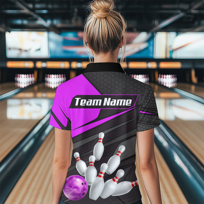 Purple Bowling Shirt for Men&Women Team Bowling Jersey Colorful Bowling Polo & 1/4 Zip MBL49