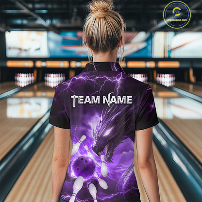Custom Dragon Bowling Shirt Purple Thunder Bowling Jersey for Men Women Team MBL82