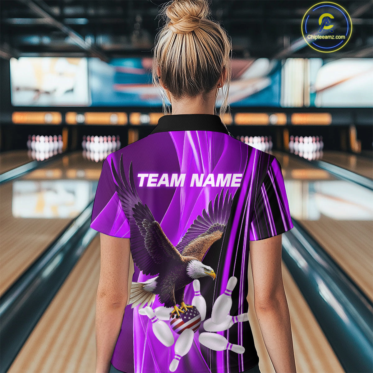 Custom Purple Eagle Bowling Shirt for Men Women Team Bowling Polo Shirts & 1/4 Zip MBL95