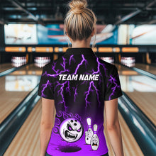 Load image into Gallery viewer, Purple Funny Crazy Bowling Shirt for Women Bowling Jersey Shirts Polo &amp; Quarter- Zip Bowling League HNT17