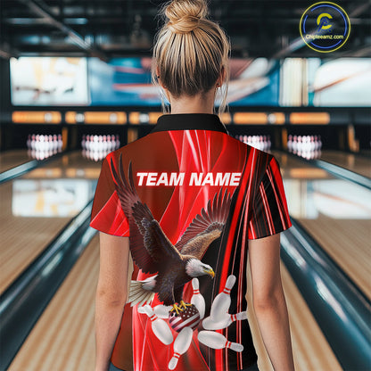 Custom Red Eagle Bowling Shirt for Men Women Team Bowling Polo Shirts & 1/4 Zip MBL95